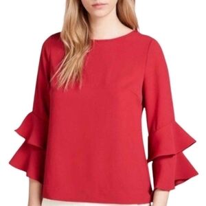 J. Crew Tiered Bell Sleeves Drapey Crepe Shirt